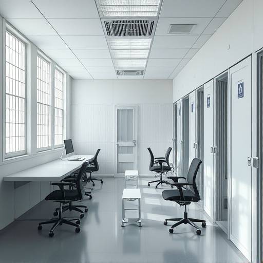 Fotograf칤a de una celda penitenciaria moderna con mobiliario ergon칩mico y luz natural.